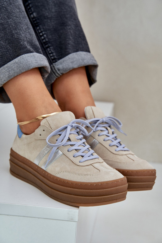 Zazoo N1068S4 Sneakers modeļa apavi ar platformu smilšu krāsas Zazoo N1068S4 Sneakers modeļa apavi ar platformu smilšu krāsas