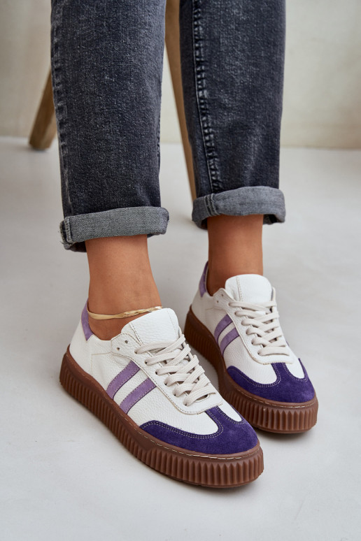 Zazoo N1068S6 Āda Zems Sneakers modeļa apavi Sieviešu ar platformu baltas krāsas Zazoo N1068S6 Āda Zems Sneakers modeļa apavi Sieviešu ar platformu baltas krāsas