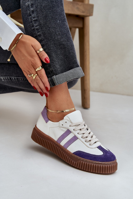 Zazoo N1068S6 Āda Zems Sneakers modeļa apavi Sieviešu ar platformu baltas krāsas Zazoo N1068S6 Āda Zems Sneakers modeļa apavi Sieviešu ar platformu baltas krāsas