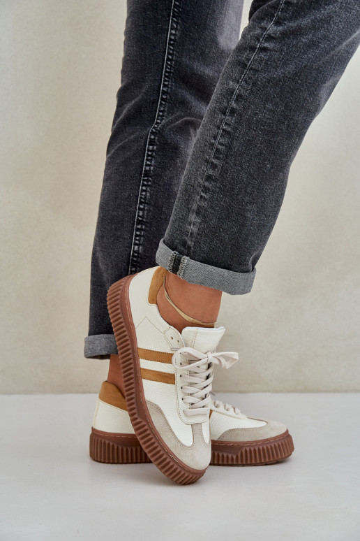 Zazoo N1068S6 Āda Zems Sneakers modeļa apavi Sieviešu ar platformu smilšu krāsas Zazoo N1068S6 Āda Zems Sneakers modeļa apavi Sieviešu ar platformu smilšu krāsas