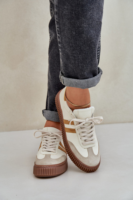 Zazoo N1068S6 Āda Zems Sneakers modeļa apavi Sieviešu ar platformu smilšu krāsas Zazoo N1068S6 Āda Zems Sneakers modeļa apavi Sieviešu ar platformu smilšu krāsas