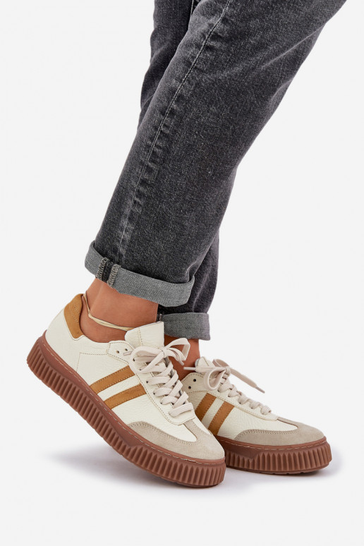 Zazoo N1068S6 Āda Zems Sneakers modeļa apavi Sieviešu ar platformu smilšu krāsas Zazoo N1068S6 Āda Zems Sneakers modeļa apavi Sieviešu ar platformu smilšu krāsas