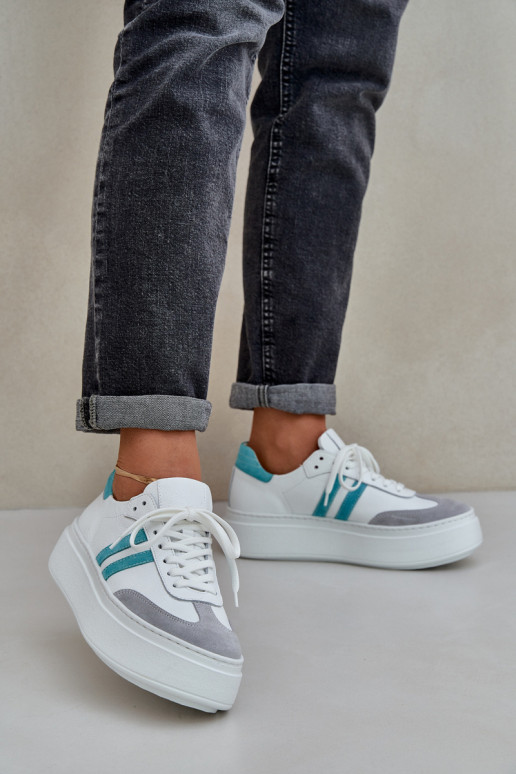 Zazoo N1068S8 Āda Zems Sneakers modeļa apavi Sieviešu ar platformu baltas krāsas Zazoo N1068S8 Āda Zems Sneakers modeļa apavi Sieviešu ar platformu baltas krāsas