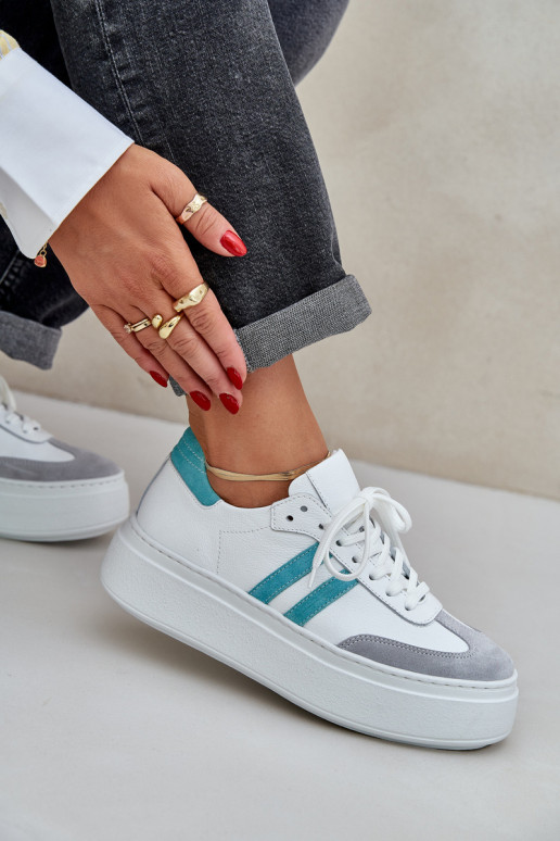 Zazoo N1068S8 Āda Zems Sneakers modeļa apavi Sieviešu ar platformu baltas krāsas Zazoo N1068S8 Āda Zems Sneakers modeļa apavi Sieviešu ar platformu baltas krāsas