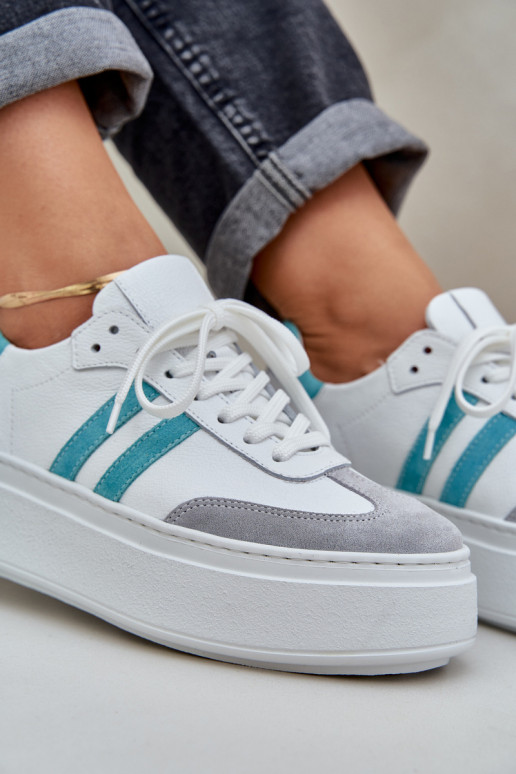 Zazoo N1068S8 Āda Zems Sneakers modeļa apavi Sieviešu ar platformu baltas krāsas Zazoo N1068S8 Āda Zems Sneakers modeļa apavi Sieviešu ar platformu baltas krāsas