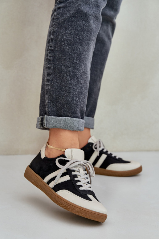 Zazoo N1068 Āda Zems Sneakers modeļa apavi Sieviešu melnas krāsas Zazoo N1068 Āda Zems Sneakers modeļa apavi Sieviešu melnas krāsas