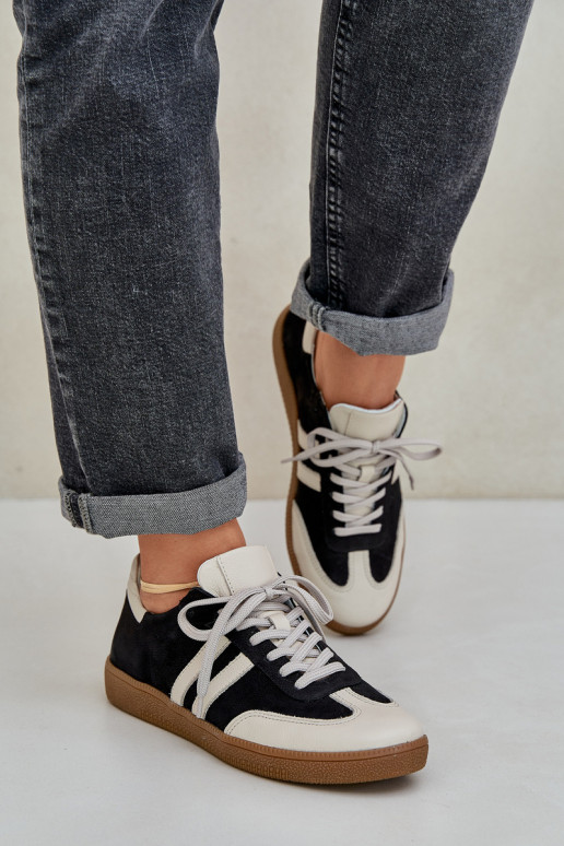 Zazoo N1068 Āda Zems Sneakers modeļa apavi Sieviešu melnas krāsas Zazoo N1068 Āda Zems Sneakers modeļa apavi Sieviešu melnas krāsas