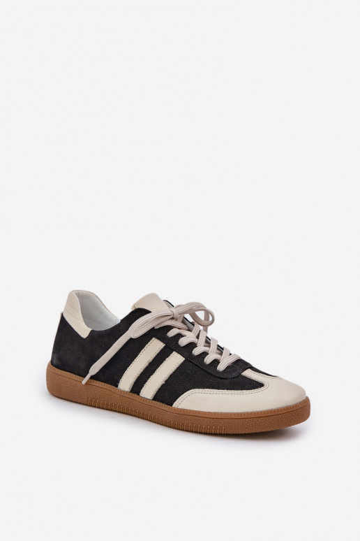 Zazoo N1068 Āda Zems Sneakers modeļa apavi Sieviešu melnas krāsas Zazoo N1068 Āda Zems Sneakers modeļa apavi Sieviešu melnas krāsas