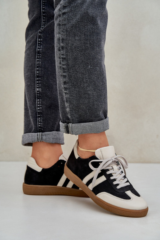 Zazoo N1068 Āda Zems Sneakers modeļa apavi Sieviešu melnas krāsas Zazoo N1068 Āda Zems Sneakers modeļa apavi Sieviešu melnas krāsas