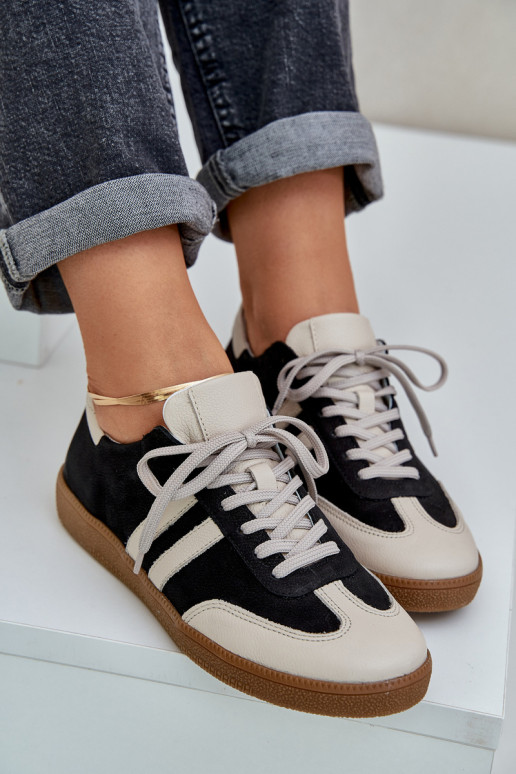 Zazoo N1068 Āda Zems Sneakers modeļa apavi Sieviešu melnas krāsas Zazoo N1068 Āda Zems Sneakers modeļa apavi Sieviešu melnas krāsas