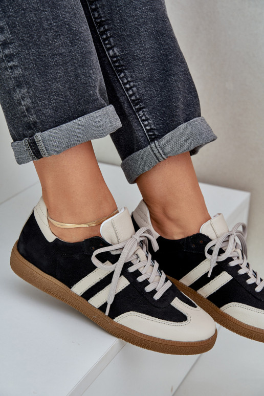 Zazoo N1068 Āda Zems Sneakers modeļa apavi Sieviešu melnas krāsas Zazoo N1068 Āda Zems Sneakers modeļa apavi Sieviešu melnas krāsas