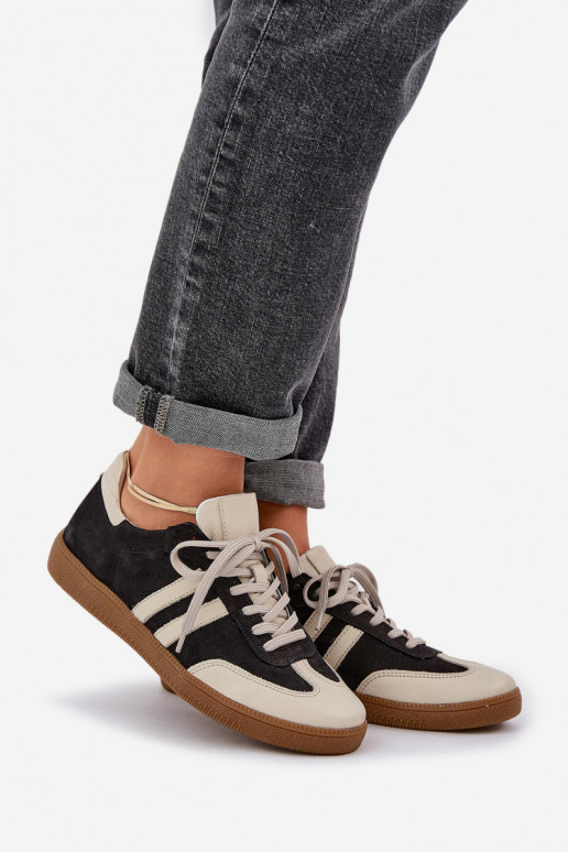 Zazoo N1068 Āda Zems Sneakers modeļa apavi Sieviešu melnas krāsas Zazoo N1068 Āda Zems Sneakers modeļa apavi Sieviešu melnas krāsas