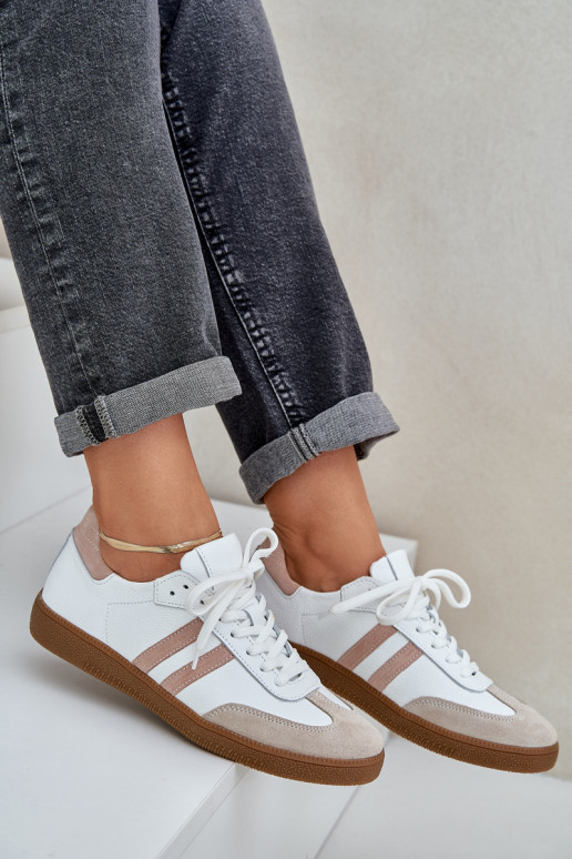 Zazoo N1068 Āda Zems Sneakers modeļa apavi Sieviešu smilšu krāsas Zazoo N1068 Āda Zems Sneakers modeļa apavi Sieviešu smilšu krāsas