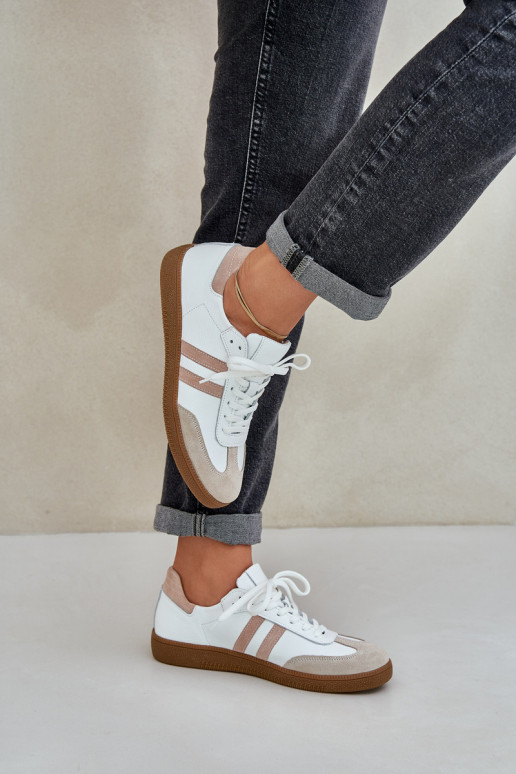 Zazoo N1068 Āda Zems Sneakers modeļa apavi Sieviešu smilšu krāsas Zazoo N1068 Āda Zems Sneakers modeļa apavi Sieviešu smilšu krāsas