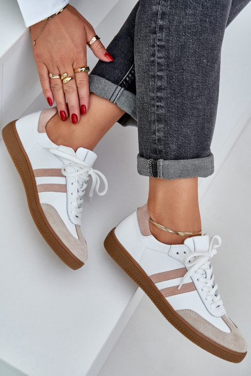 Zazoo N1068 Āda Zems Sneakers modeļa apavi Sieviešu smilšu krāsas Zazoo N1068 Āda Zems Sneakers modeļa apavi Sieviešu smilšu krāsas