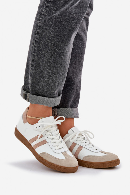 Zazoo N1068 Āda Zems Sneakers modeļa apavi Sieviešu smilšu krāsas Zazoo N1068 Āda Zems Sneakers modeļa apavi Sieviešu smilšu krāsas