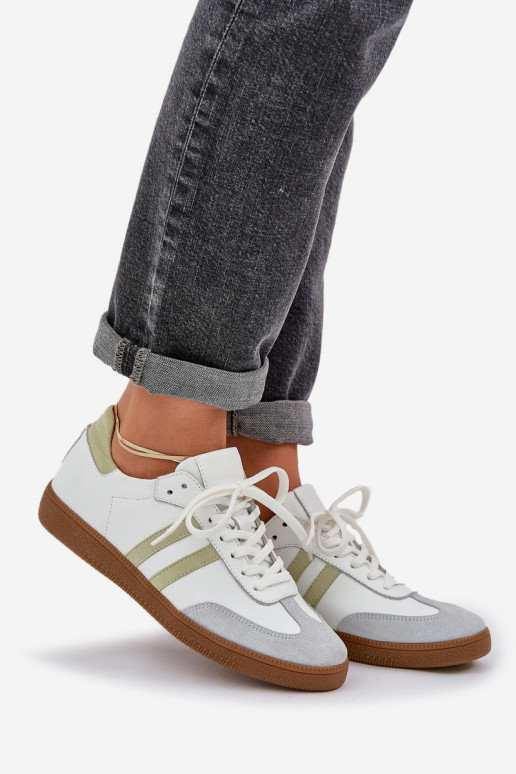 Zazoo N1068 Āda Zems Sneakers modeļa apavi Sieviešu baltas krāsas Zazoo N1068 Āda Zems Sneakers modeļa apavi Sieviešu baltas krāsas