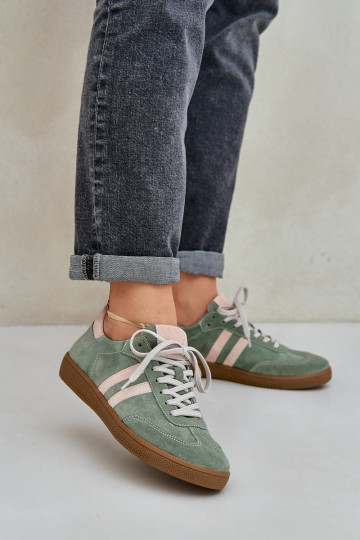Zazoo N1068 zamšādas Zems Sneakers modeļa apavi Sieviešu Zaļas krāsas