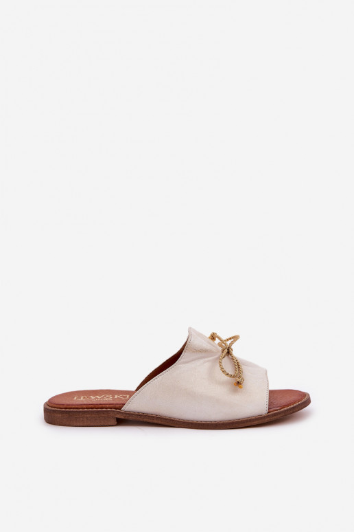 Āda zempapēžu Eleganta stila Čības ar bantītēm Ļevskis 3572 Zelta krāsas Przecierany