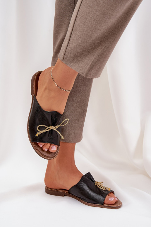 Āda zempapēžu Eleganta stila Čības ar bantītēm Ļevskis 3572 melnas krāsas