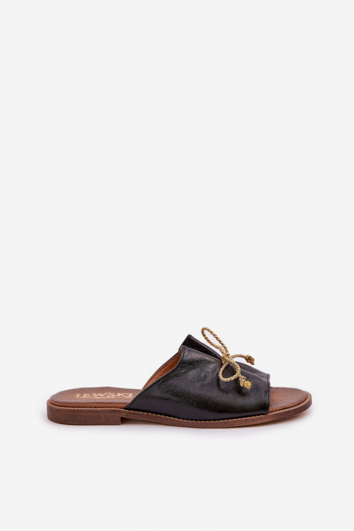 Āda zempapēžu Eleganta stila Čības ar bantītēm Ļevskis 3572 melnas krāsas