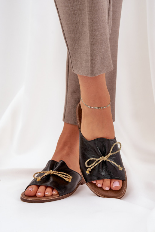 Āda zempapēžu Eleganta stila Čības ar bantītēm Ļevskis 3572 melnas krāsas