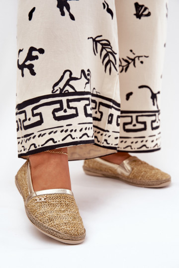 Eleganta stila ādas espadrilles ar pinumiem Zazoo 10178 smilšu-zelta krāsā 2