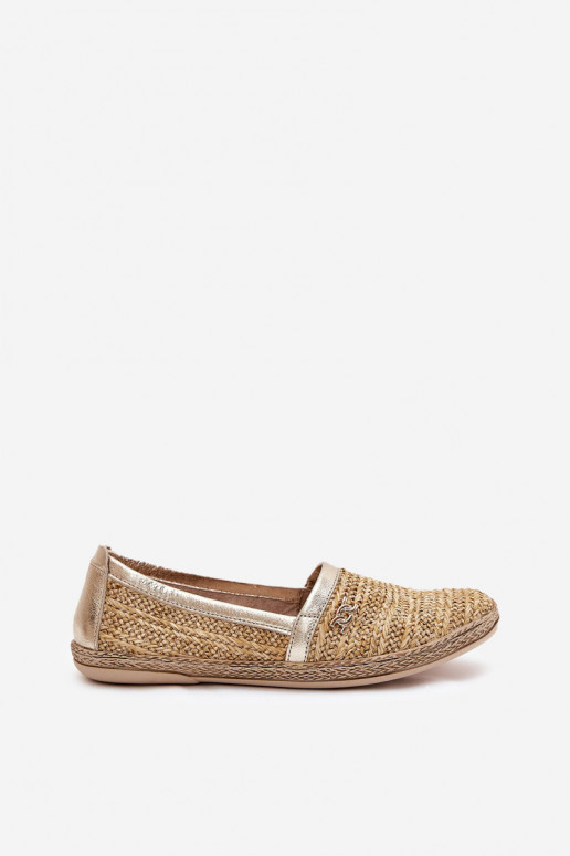 Eleganta stila Espadrilles Ar bizi Zazoo 10178 smilšu krāsas-Zelta krāsas Eleganta stila Espadrilles Ar bizi Zazoo 10178 smilšu krāsas-Zelta krāsas
