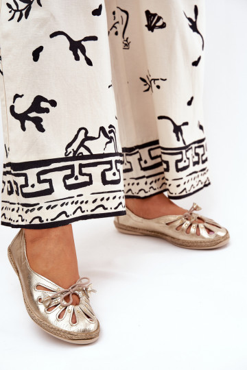 zempapēžu BalerīnasIeslēgtsturalnej Skóry Zazoo 10179 Zelta krāsas 2