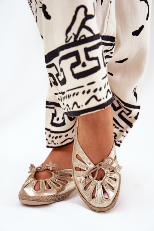 zempapēžu BalerīnasIeslēgtsturalnej Skóry Zazoo 10179 Zelta krāsas zempapēžu BalerīnasIeslēgtsturalnej Skóry Zazoo 10179 Zelta krāsas