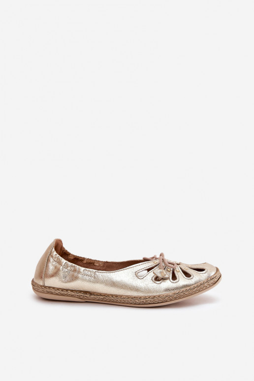 zempapēžu BalerīnasIeslēgtsturalnej Skóry Zazoo 10179 Zelta krāsas zempapēžu BalerīnasIeslēgtsturalnej Skóry Zazoo 10179 Zelta krāsas