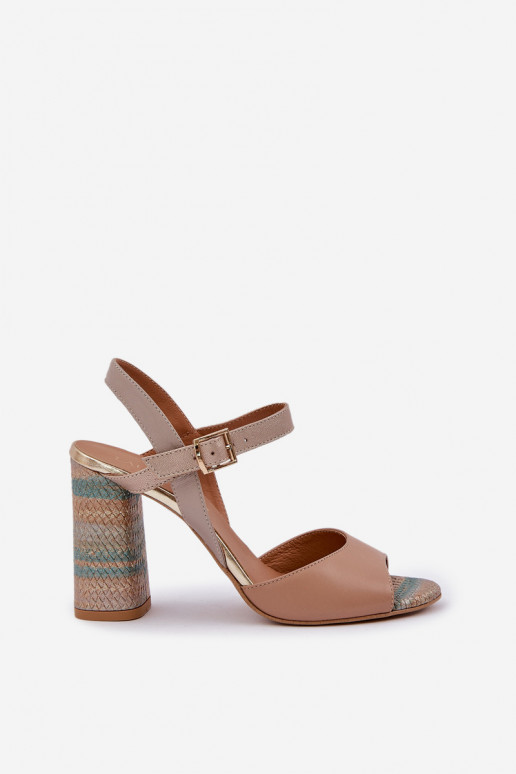 Āda Eleganta stila sandales ar papēdi Laura Messi 2136 smilšu krāsas