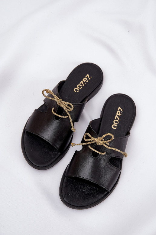 Čibas no dabīgas ādas Sieviešu ar platiem papēžiem Zazoo 3022 melnas krāsas Čibas no dabīgas ādas Sieviešu ar platiem papēžiem Zazoo 3022 melnas krāsas