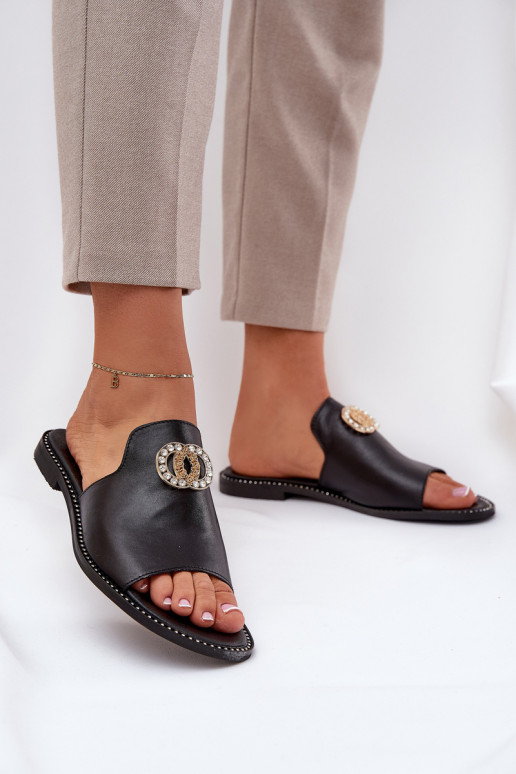 Eleganta stila Čibas no dabīgas ādas Sieviešu ar ornamentiem Zazoo 3008 melnas krāsas Eleganta stila Čibas no dabīgas ādas Sieviešu ar ornamentiem Zazoo 3008 melnas krāsas