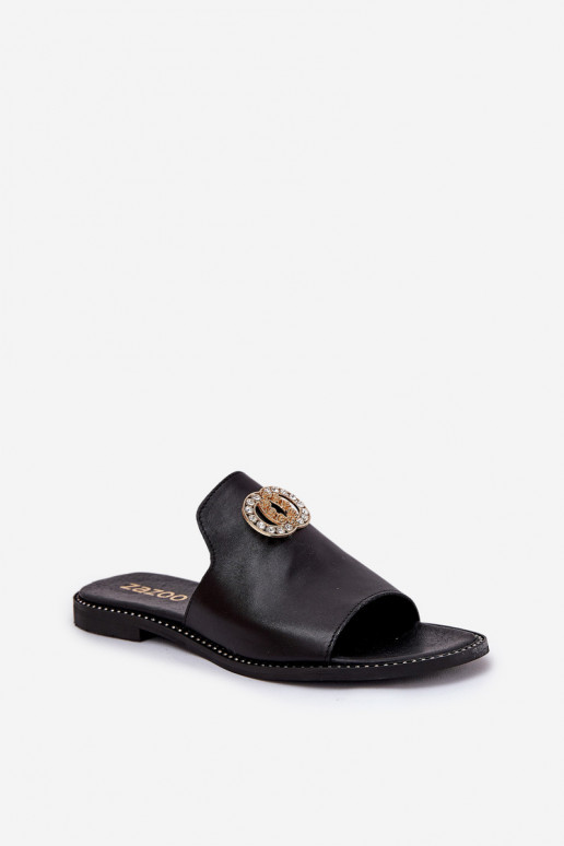 Eleganta stila Čibas no dabīgas ādas Sieviešu ar ornamentiem Zazoo 3008 melnas krāsas Eleganta stila Čibas no dabīgas ādas Sieviešu ar ornamentiem Zazoo 3008 melnas krāsas