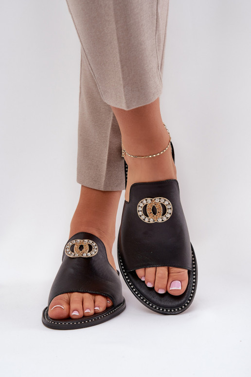 Eleganta stila Čibas no dabīgas ādas Sieviešu ar ornamentiem Zazoo 3008 melnas krāsas Eleganta stila Čibas no dabīgas ādas Sieviešu ar ornamentiem Zazoo 3008 melnas krāsas