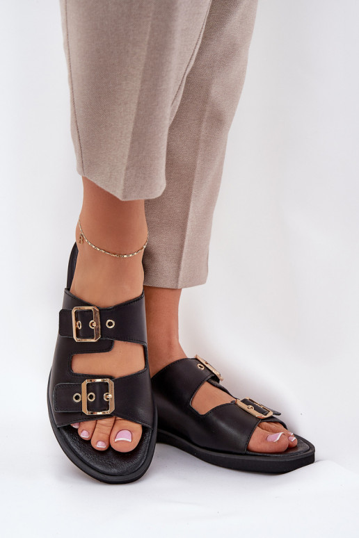 Āda zempapēžu Čības ar sprādzēm Zazoo 3020 melnas krāsas