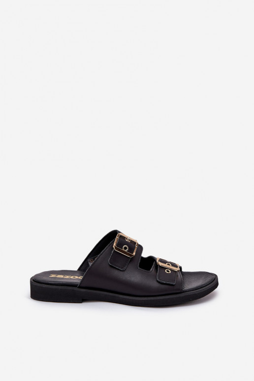 Āda zempapēžu Čības ar sprādzēm Zazoo 3020 melnas krāsas