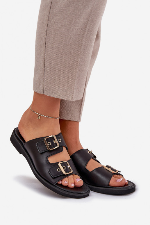 Āda zempapēžu Čības ar sprādzēm Zazoo 3020 melnas krāsas