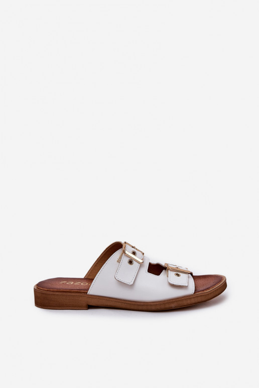 Āda zempapēžu Čības ar sprādzēm Zazoo 3020 baltas krāsas