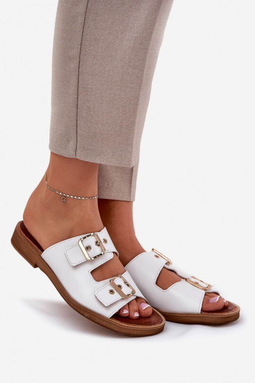 Āda zempapēžu Čības ar sprādzēm Zazoo 3020 baltas krāsas