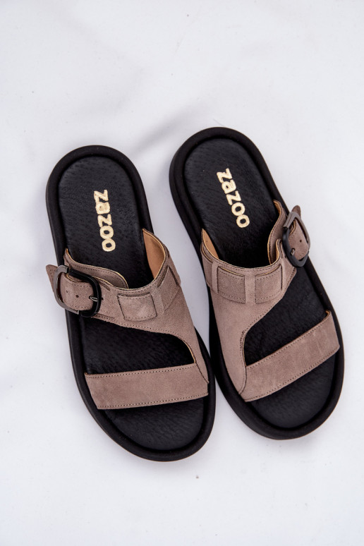 sieviešu zamšādas čības ar platformu Zazoo 3024 brūnas krāsas sieviešu zamšādas čības ar platformu Zazoo 3024 brūnas krāsas