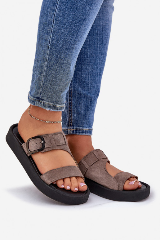 sieviešu zamšādas čības ar platformu Zazoo 3024 brūnas krāsas sieviešu zamšādas čības ar platformu Zazoo 3024 brūnas krāsas