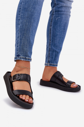 Čibas no dabīgas ādas Sieviešu ar platformu Zazoo 3024 melnas krāsas