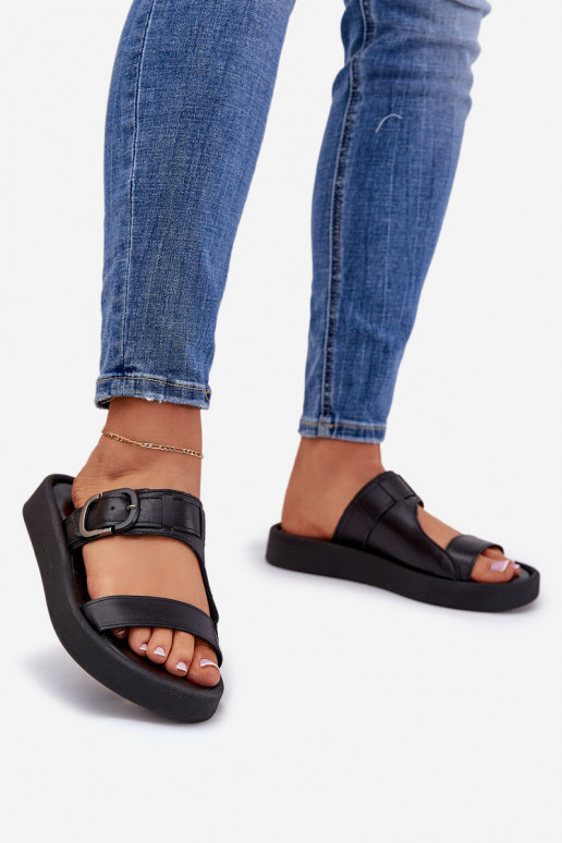 Čibas no dabīgas ādas Sieviešu ar platformu Zazoo 3024 melnas krāsas Čibas no dabīgas ādas Sieviešu ar platformu Zazoo 3024 melnas krāsas