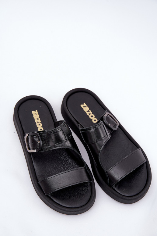 Čibas no dabīgas ādas Sieviešu ar platformu Zazoo 3024 melnas krāsas Čibas no dabīgas ādas Sieviešu ar platformu Zazoo 3024 melnas krāsas