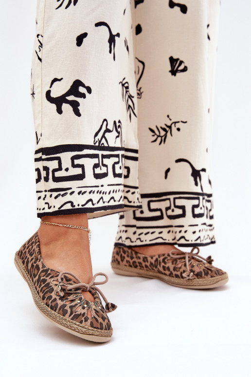 zempapēžu BalerīnasIeslēgtsturalnej Skóry ar leoparda kažokādas rakstu Zazoo 10179 brūnas krāsas zempapēžu BalerīnasIeslēgtsturalnej Skóry ar leoparda kažokādas rakstu Zazoo 10179 brūnas krāsas