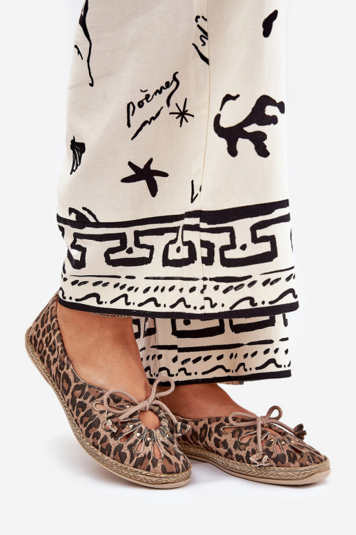 zempapēžu BalerīnasIeslēgtsturalnej Skóry ar leoparda kažokādas rakstu Zazoo 10179 brūnas krāsas zempapēžu BalerīnasIeslēgtsturalnej Skóry ar leoparda kažokādas rakstu Zazoo 10179 brūnas krāsas