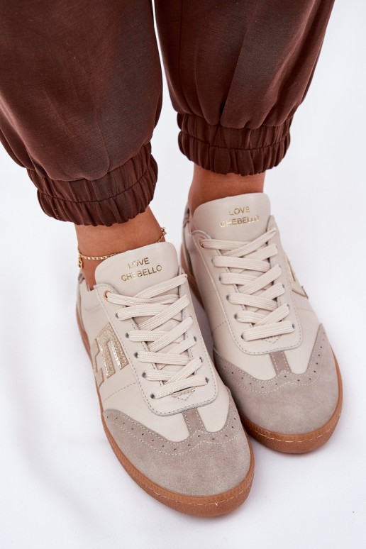 Āda sporta apavi Sneakers modeļa apavi Sieviešu ar leoparda kažokādas rakstu CheBello 4640 smilšu krāsas Āda sporta apavi Sneakers modeļa apavi Sieviešu ar leoparda kažokādas rakstu CheBello 4640 smilšu krāsas