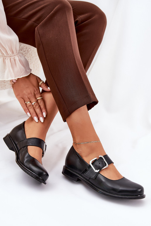 Āda apavi Sieviešu ar sprādzēm Laura Messi 2980 melnas krāsas